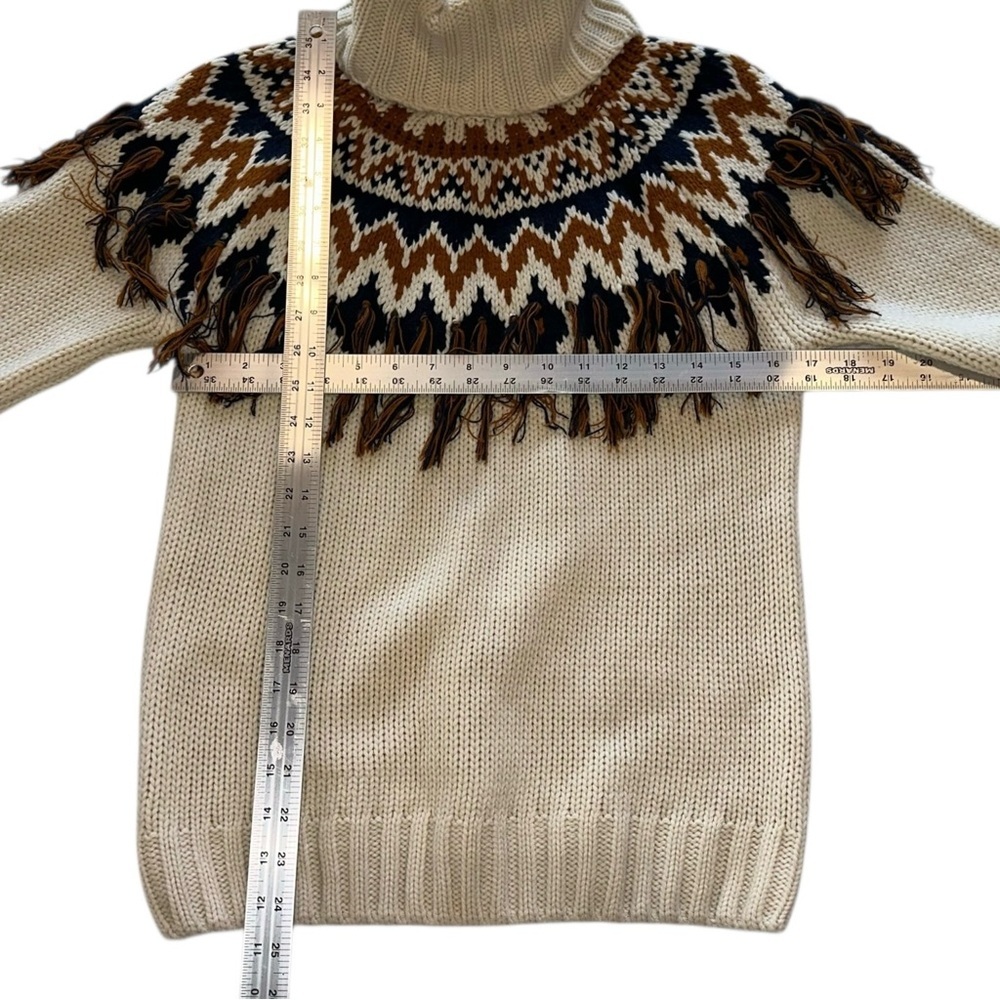Forever 21 Fair Isle Turtleneck Fringe Tassel Knit Cozy Cottagecore Sweater XS - Picture 6 of 6